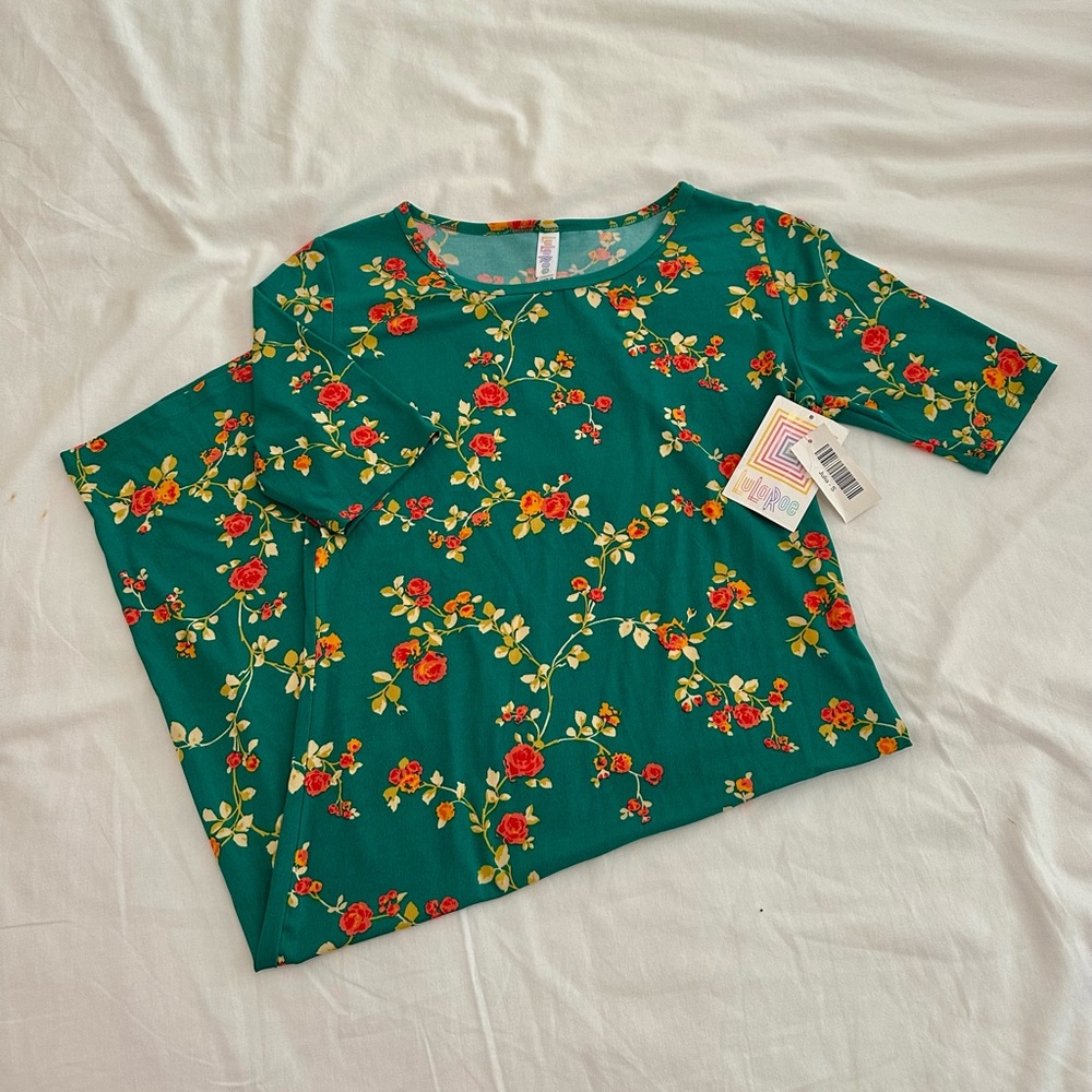 Lula Roe Floral Green Women's Bodycon dress NWT